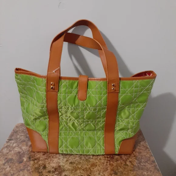 Lilly Pulitzer Off The Wagon Quilted Green Canvas Tote Shoulder Bag - Picture 8 of 8